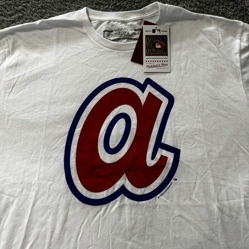 Mitchell & Ness Mens Atlanta Braves Cooperstown Collection TShirt White Sz Large - Picture 2 of 7