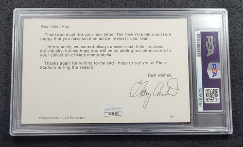 Rare GARY CARTER Signed Postcard-HALL OF FAME-NEW YORK METS-JSA PSA - Picture 4 of 7