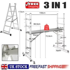 3 IN 1 Scaffolding Ladder Heavy Duty Telescopic Non-Slip Multi-Purpose Folding