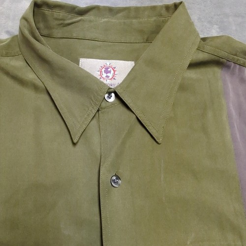 The Territory Ahead Mens Shirt XL Green Gray Silk Cotton Long Sleeve Soft - Picture 5 of 16