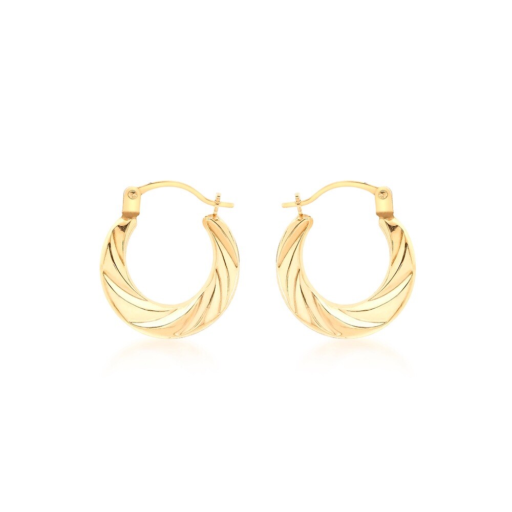 Créoles torsadées en or jaune 9 carats 14mm pour femme