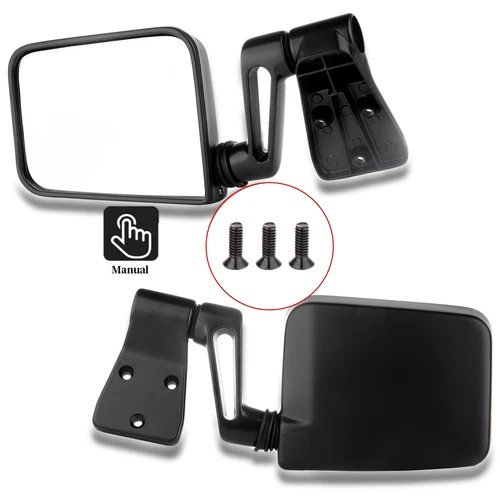 Driver Side Manual Mirror For 87-02 Jeep Wrangler Truck Left Black