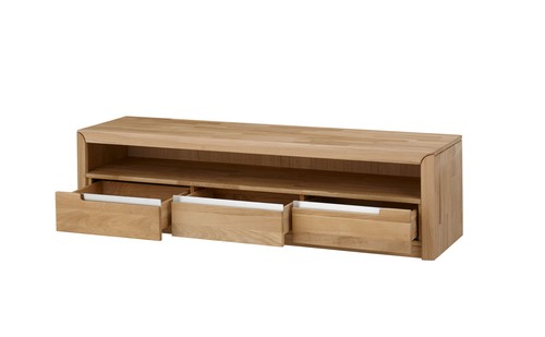 Wohnzimmer Eiche massiv bianco 4-teilig Wohnwand Vitrine Wohnmöbel Pisa 54 - Bild 3 von 10