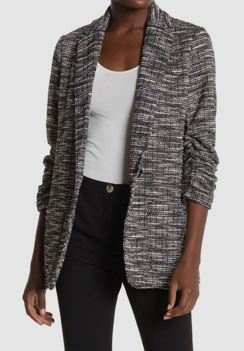 Max Studio Tweed 3/4 Ruched Sleeve Blazer Bkivo210 LAT Nordstrom Rack - Womens Jackets - Womens Blazers - Womens Coats