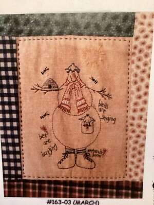 CHART PATTERN Birds & Bees Snowman March Quilt Stitchery NEW Sweet Gatherings