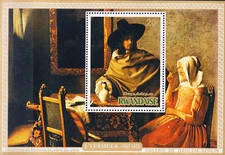 W RWANDA 0681 VERMEER PAINTINGS MAN AND WOMAN DRINKING WINE SS