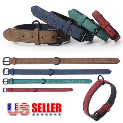 Dog Pet Adjustable PU Leather Collar Soft FOR Small Medium Large Dog With  Buckle