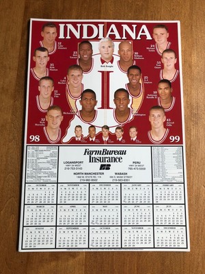 Large 1998-99 Indiana University IU Basketball Calendar Schedule Poster