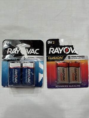 Rayovac 9V4 High Energy And 9V2 Fusion Alkaline Batteries Read Description
