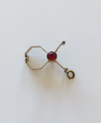 Vintage Gold Tone Flower Pattern Red Gems Glove Purse Clip Letter Organizer