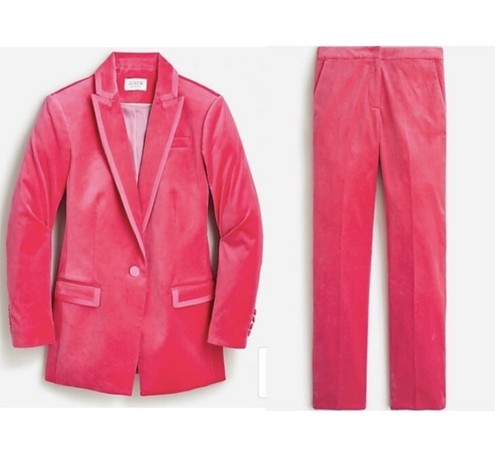 J. Crew. Willa Blazer Pants Suit Fuschia Dragon Fruit Pink Size 6 Velvet NWT - 第 1/22 張圖片