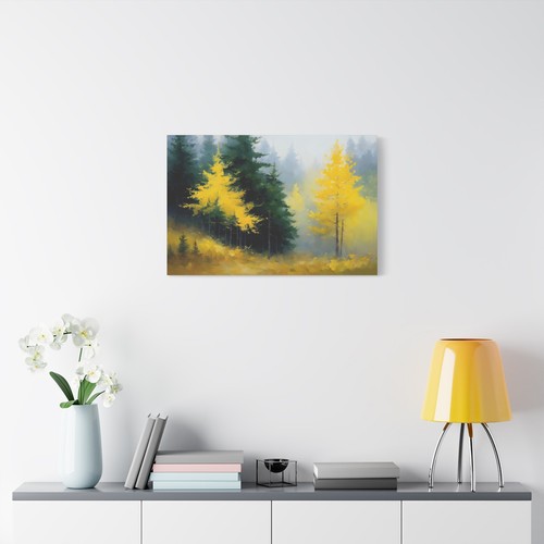 MISTY GROVE LANDSCAPE PRINT, AUTUMN FOREST NATURE CANVAS WALL ART - Picture 12 of 25