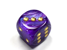 Jumbo 30mm D6 Lustrous Purple Gold Dice Extra Large RPG Tabletop Roleplay CCG