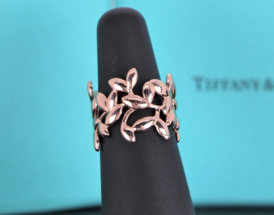$2750 Tiffany & Co. Paloma Picasso Oro Rosa 18K Hoja de Olivo Cóctel Anillo Banda 6 Foto 3 de 4