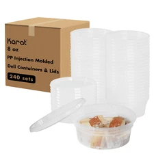 Karat 8oz PP Plastic Injection Molded Deli Containers & Lids - 240ct,FP-IMDC8-PP