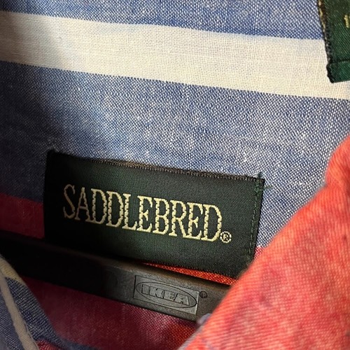 Saddlebred Shirt Men's XL Multicolor Shortsleeve Striped Vintage Preppy Colorful - Picture 5 of 9