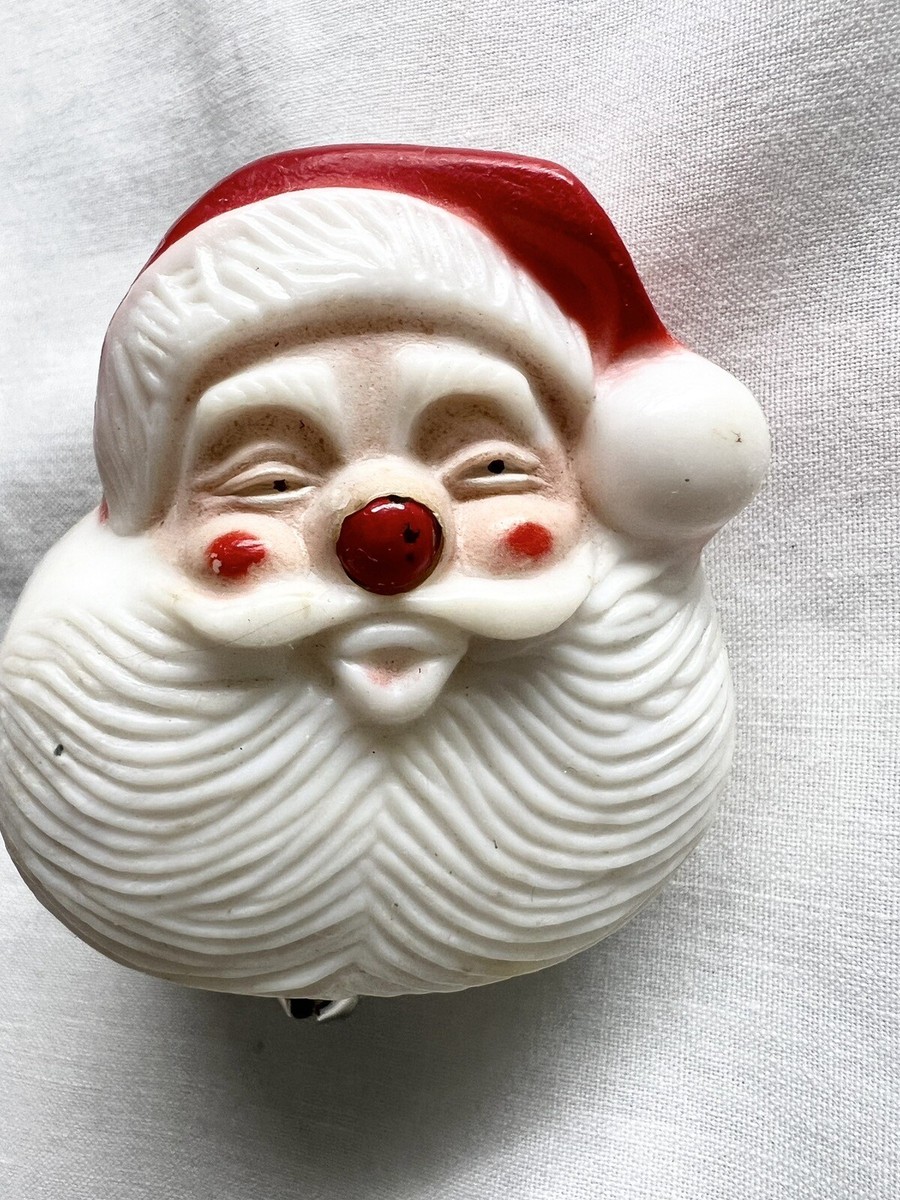 Vintage Mid Century Modern SANTA PIN w Light Up Nose HONG KONG