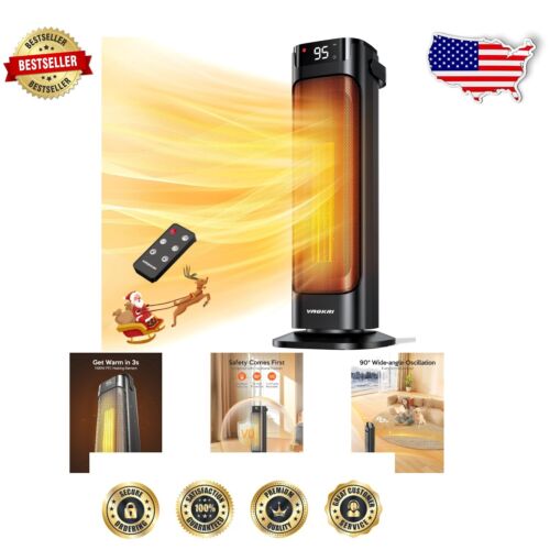 Quiet Indoor Ceramic Heater with Adjustable Thermostat - Perfect for Bedrooms