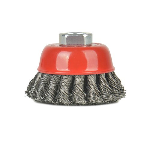 AAIN 3" Knotted Wire Cup Wheel Brush for Grinders with 5/8"-11 Threaded Arbor - Picture 3 of 9