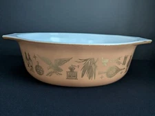 Vtg Pyrex Early American Casserole Dish #043 (1.5 Qt) Country Patriotic 