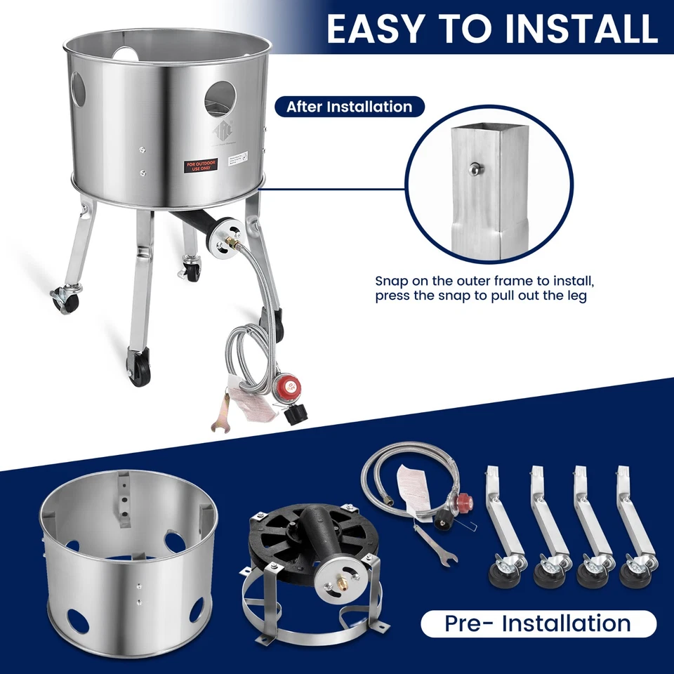 不锈钢 200,000 BTU。 单丙烷燃烧器户外烹饪燃气灶 — 第 2/4 张图片