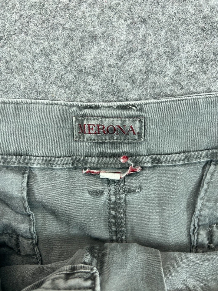 Pantalones Cortos Chinos Merona Gris para Mujer 38W Sarga Tiro Medio Bolsillos Informales Damas Foto 3 de 4