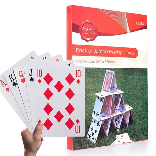 REDWOOD LEISURE JUMBO PLAYING CARDS FAMILY FUN INDOOR GAME PLAY OUTDOOR PATIO - 第 1/1 張圖片