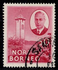NORTH BORNEO GVI SG366a, 50c rose-carmine, FINE USED.
