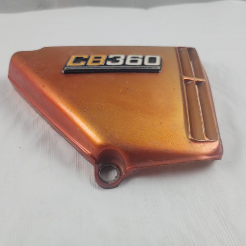 OEM Honda CB360 Right Side Cover & Emblem Candy Orange 1974 - Picture 2 of 9