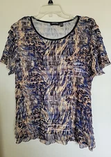 Notations Size L  Multicolor Ruffle Tiered Short Sleeve top Blouse