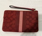 Coach Red/Pink Signature Logo Zip Wristlet Wallet w/ Strap & Card Slots — photo 2