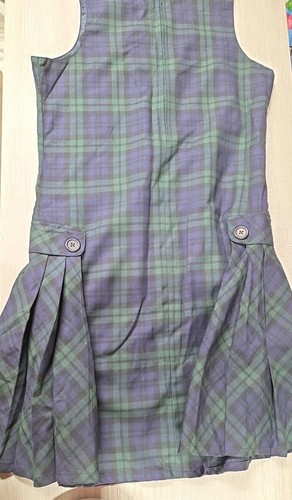 Lands End Youth Girls 14 School Uniform Jumper Dress Blue/ Green - Picture 8 of 9