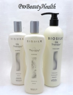 BIOSILK SILK THERAPY Shampoo 12 oz & Conditioner 25 oz 3 bottles