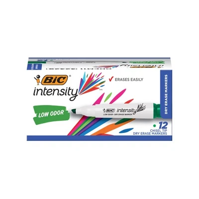 BIC Intensity Low Odor Dry Erase Marker, 12 Pack, Chisel Tip, Green, Non-Toxic - Image 1 of 4