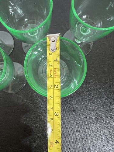 Vintage Depression Uranium Glass Drinking Glasses Goblets Set of 5 Green - Photo 9/12