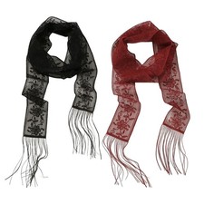 Women Fashion Lightweight Lace Scarf for Evening Party 2 pieces