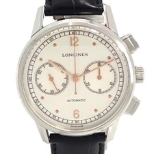 Longines Watch Heritage Chronograph 1940 L2.814.4 Automatic SS Leather Strap