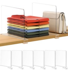 6 Pack 12 Inches Extra Tall Version Clear Shelf Dividers for Organization, ...