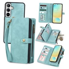 Wallet Case Compatible with Samsung Galaxy S24 FE,Detachable Magnetic Blue