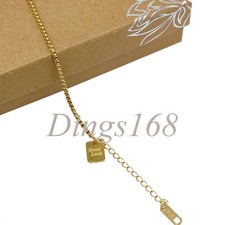 18K Yellow Gold Filled 0.4"x0.3" Lucky Square 6" 2" 2mm Round Box Chain Bracelet