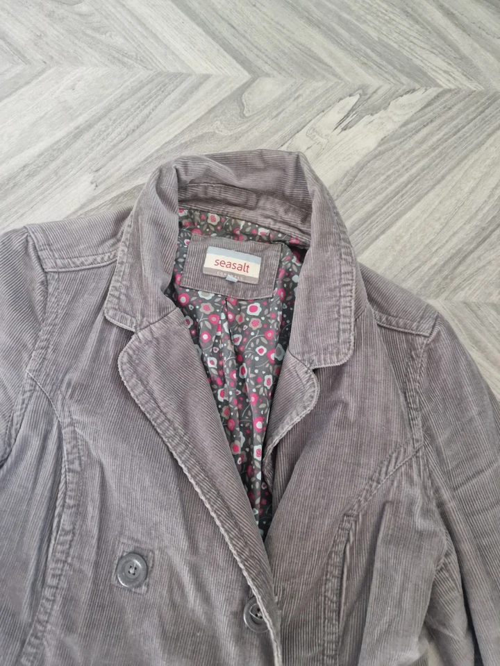 Chaqueta forrada SeaSalt Cornwall La-li-da gris pana para dama talla UK 12 GC 2009 Foto 4 de 4