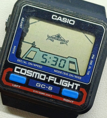 RARE CASIO GAME 251-GC-8 COSMO.FLIGHT DIGITAL WATCH JAPAN 1984