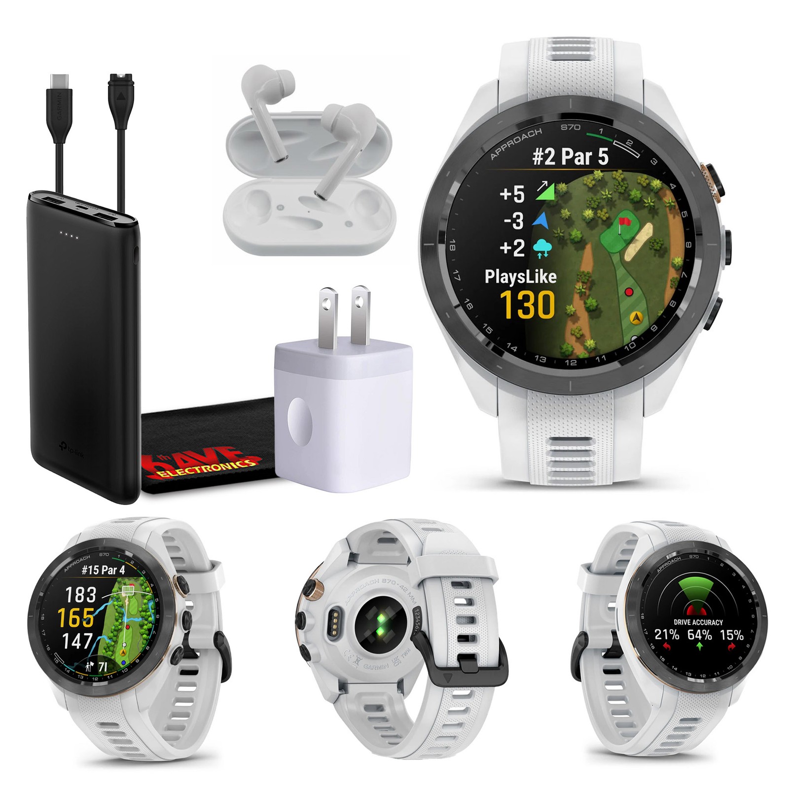 Garmin Approach S70 42MM White - Умные часы для гольфа с GPS для мужчин, легкие