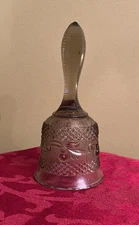 Vintage Olive Green Depression Glass Bell English Diamond Pt & Scrolls Pattern