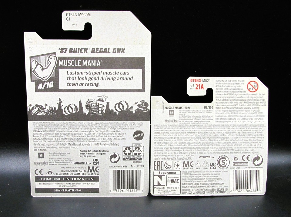 Hot Wheels MUSCLE MANIA, '87 BUICK REGAL GNX, Red, Regular & Short Card ...