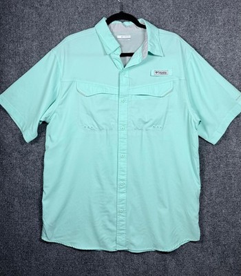 Columbia PFG Omni-Shade Size Medium Short Sleeve Teal Sleeve Vented
