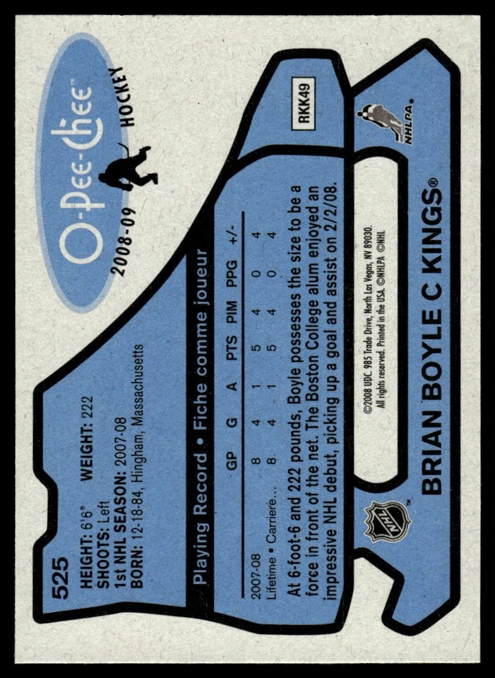 2008-09 O-Pee-Chee 1979-80 Retro Brian Boyle Los Angeles Kings #525 - Image 2 of 2
