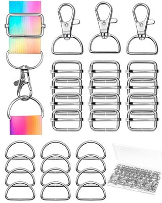 FIVEIZERO 90Pcs Swivel Snap Hooks Kit, D Rings for Purse and 20mm, Silver