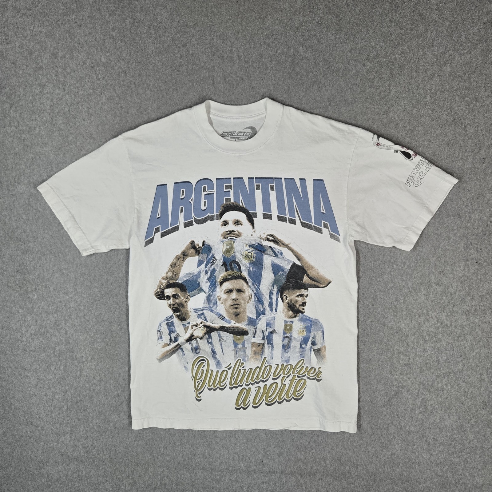 Argentina National Football Team Men Shirt M White Calcio Watch Messi Graphic