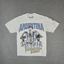 Argentina National Football Team Men Shirt M White Calcio Watch Messi Graphic